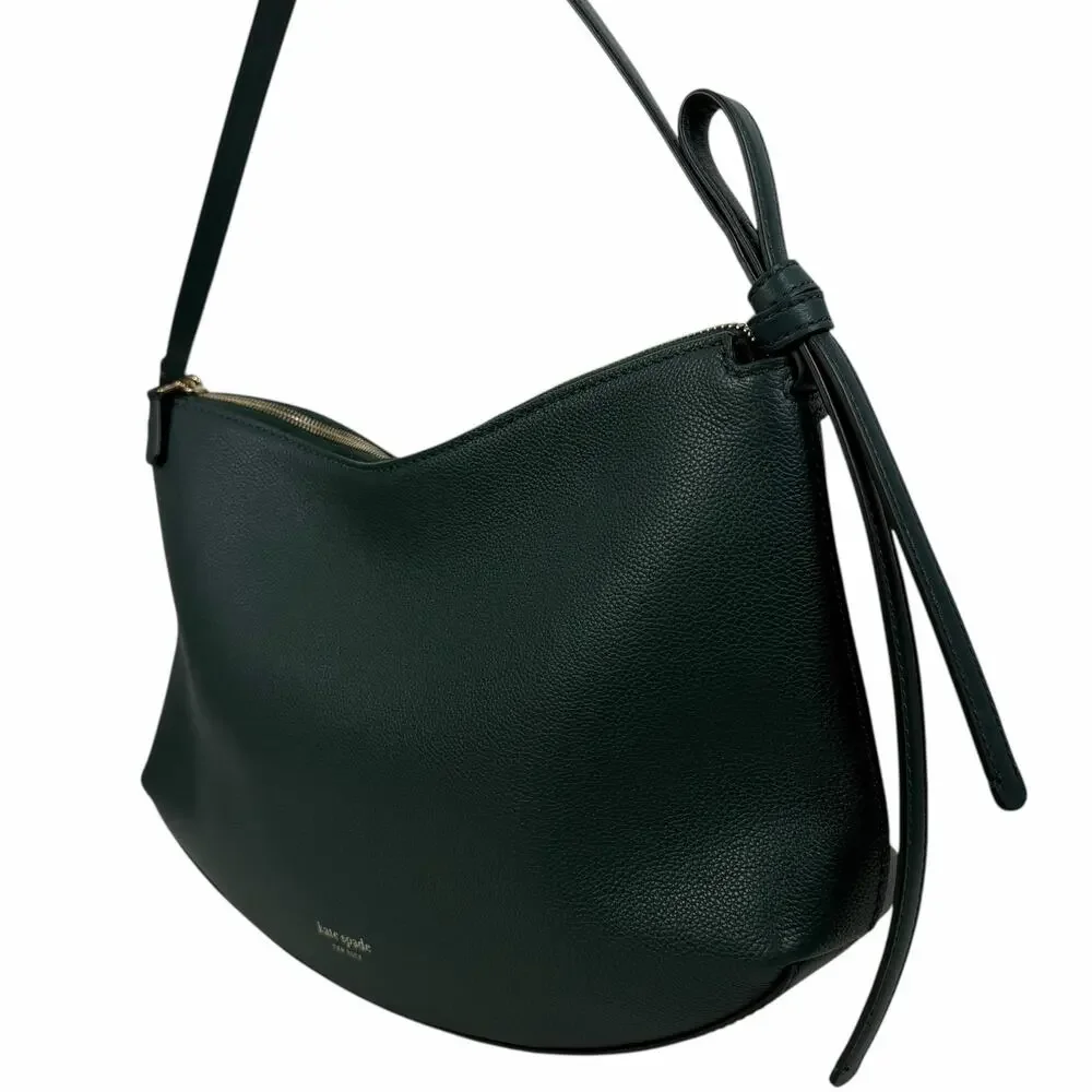 Kate Spade Loop Large Shoulder Bag Pebble Leather Midnight Green